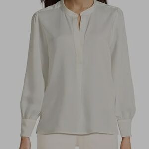 Lands' End Satin Popover Blouse Size M